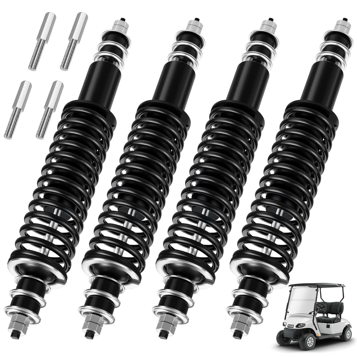 MOSNAI EZGO shocks front and rear kit shown for improved ride and handling
