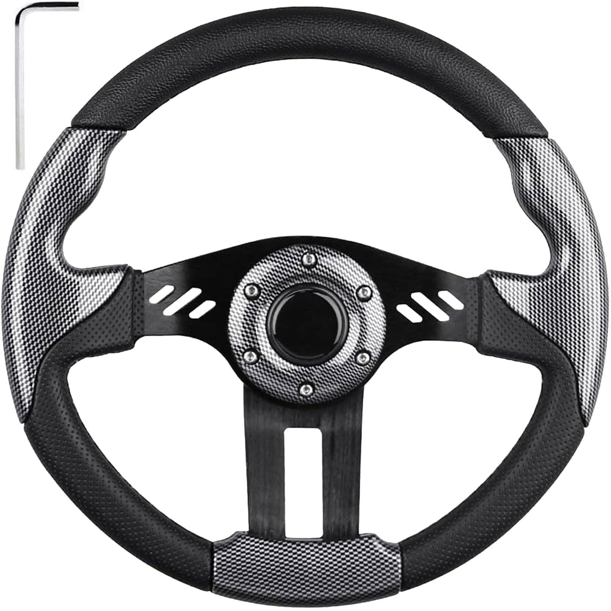 MOSNAI EZGO steering wheel front view for improved grip and racing style.