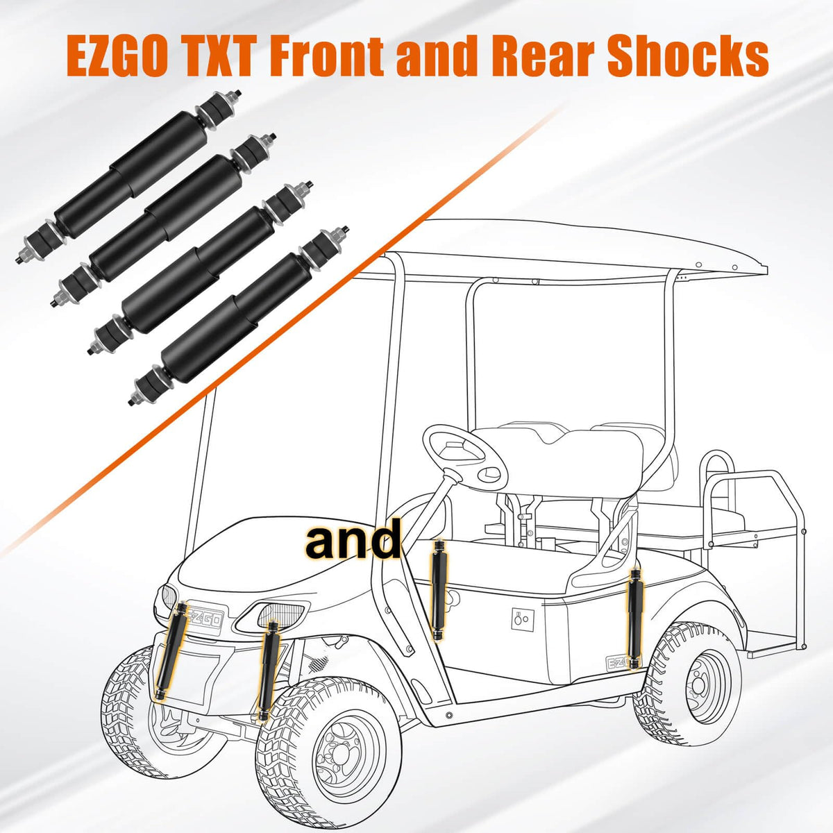 MOSNAI EZGO TXT heavy-duty shocks use durable materials