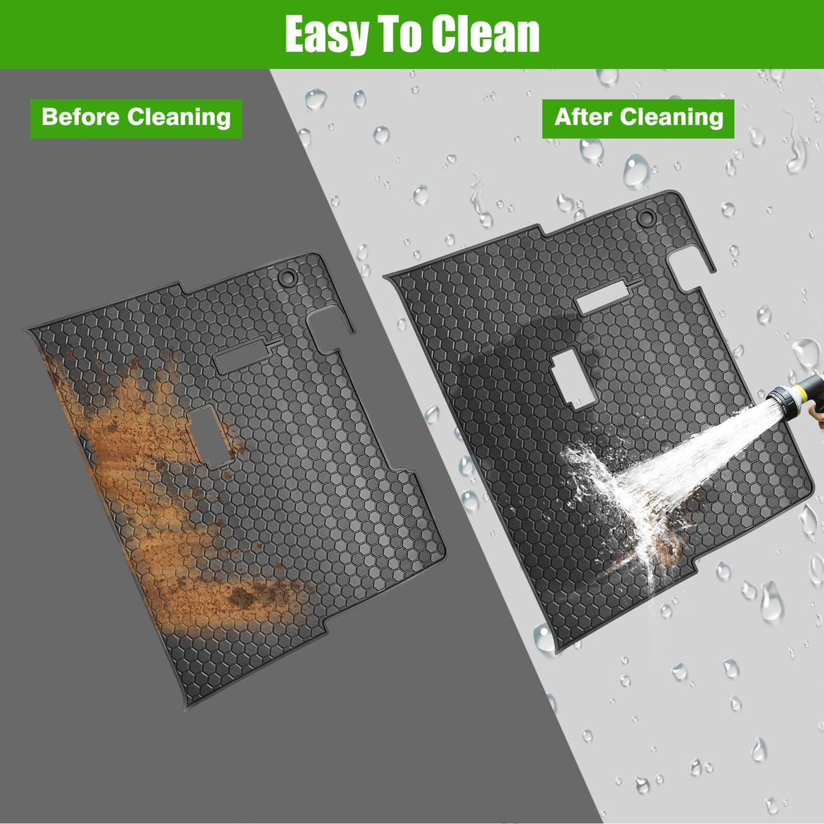 MOSNAI EZGO TXT floor mat black-trim finish complements cart interior.