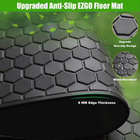 MOSNAI EZGO TXT floor mat clip-attachment system secures without adhesive.