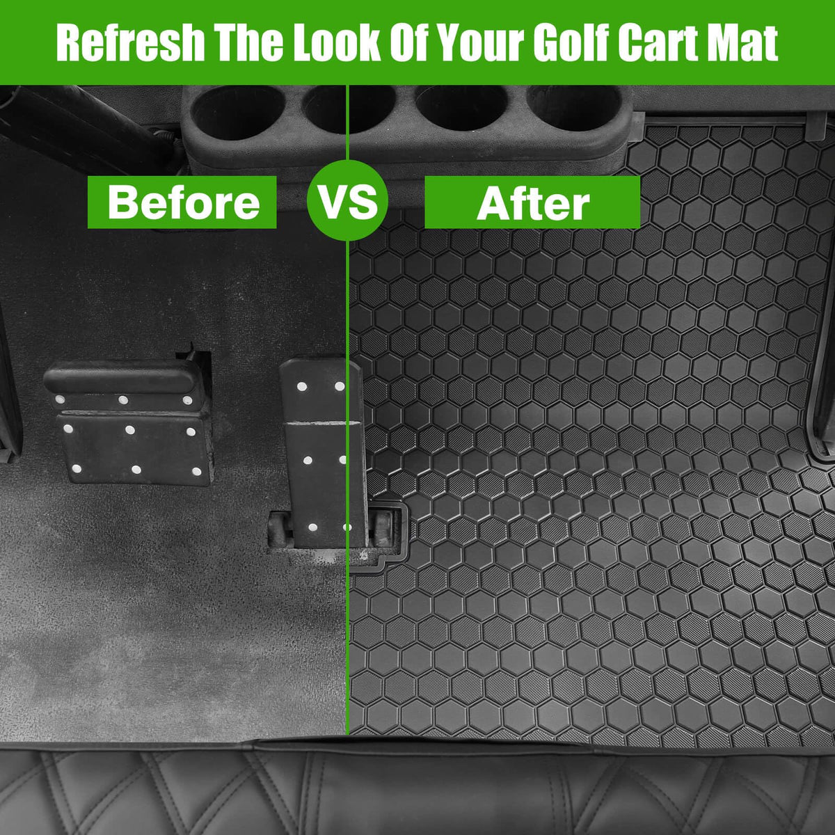 MOSNAI EZGO TXT floor mat easy-clean rubber surface cleans with a rinse.