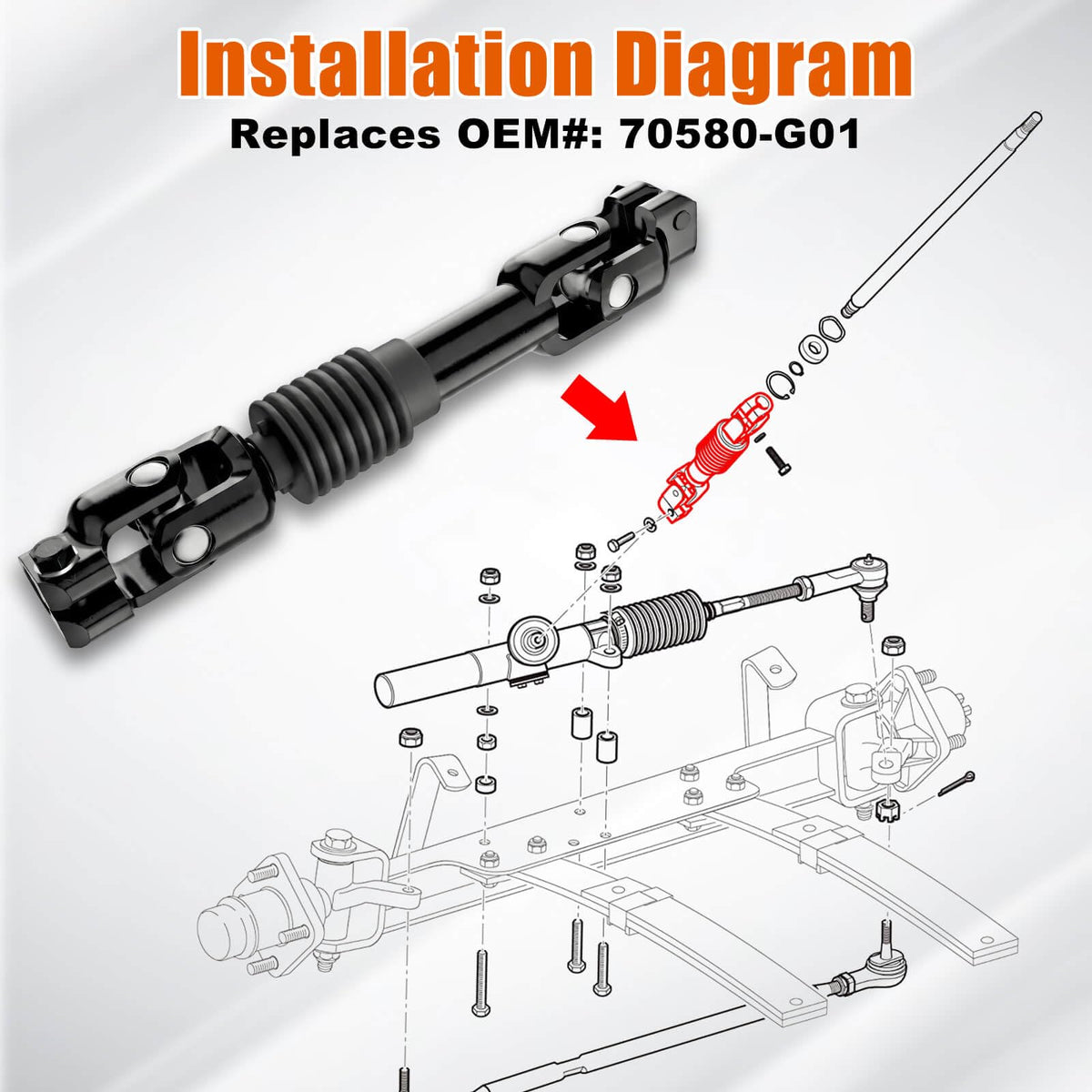 OEM replacement MOSNAI EZGO TXT shaft for 70580G01, easy fit