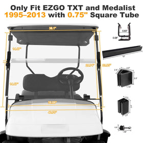 MOSNAI EZGO TXT windshield folded-compact mode demonstrates easy storage.