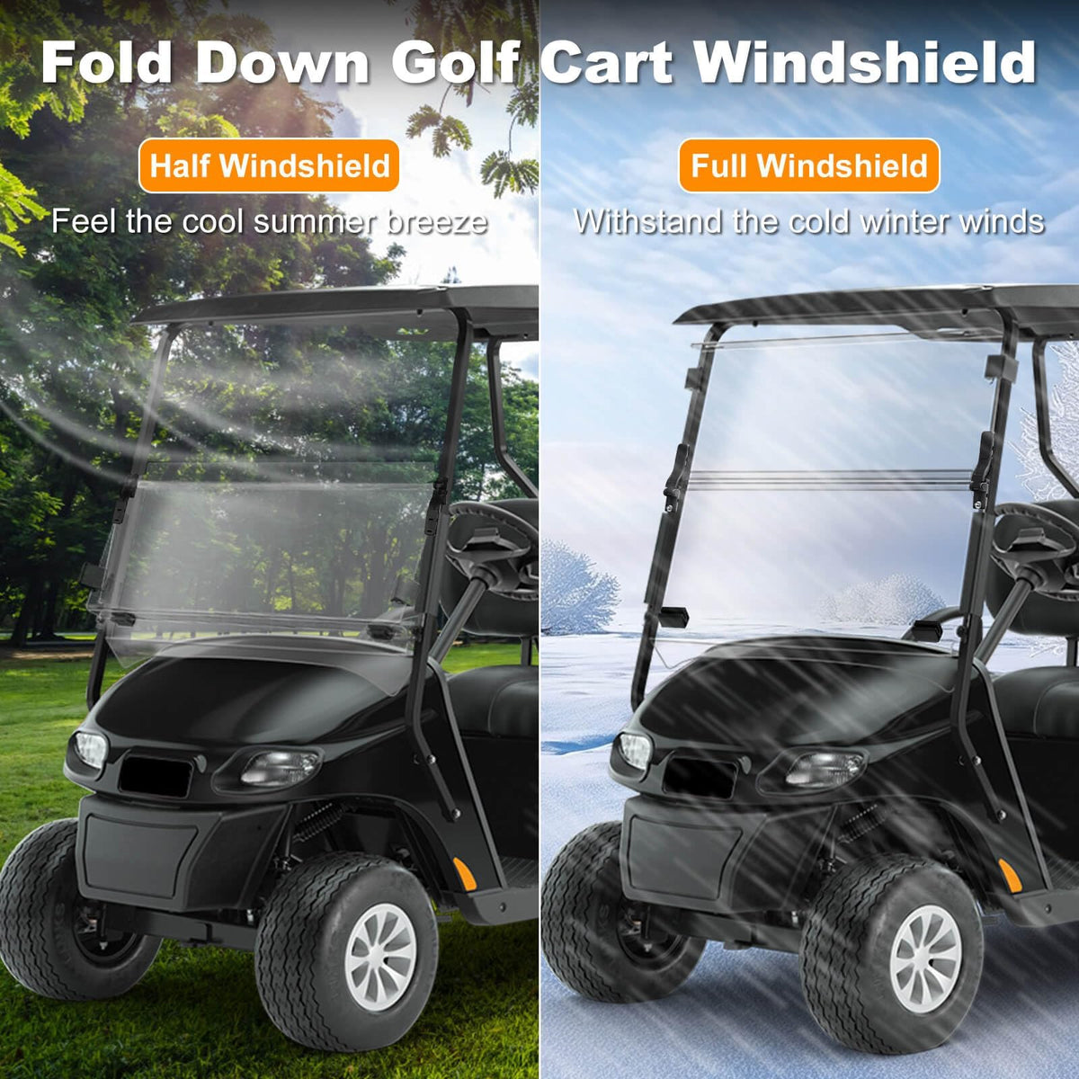 MOSNAI EZGO TXT windshield includes hardware for fast installation.