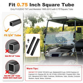 MOSNAI EZGO TXT windshield side installation view highlights quick setup.