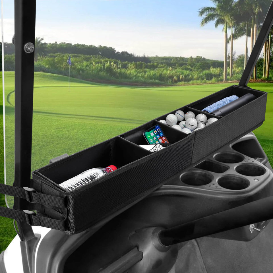 MOSNAI front basket on EZGO TXT boosts front-area storage for essentials.