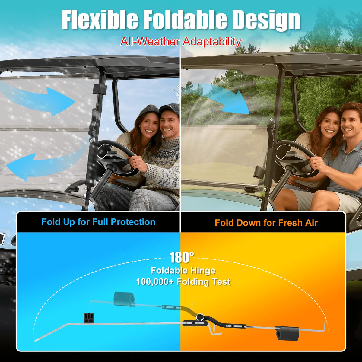 MOSNAI front strut rail windshield fits EZGO TXT 2014+ models.