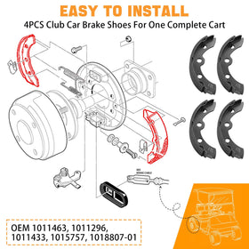 MOSNAI golf cart brake shoes kit, durable materials for Club Car DS/Carryall.