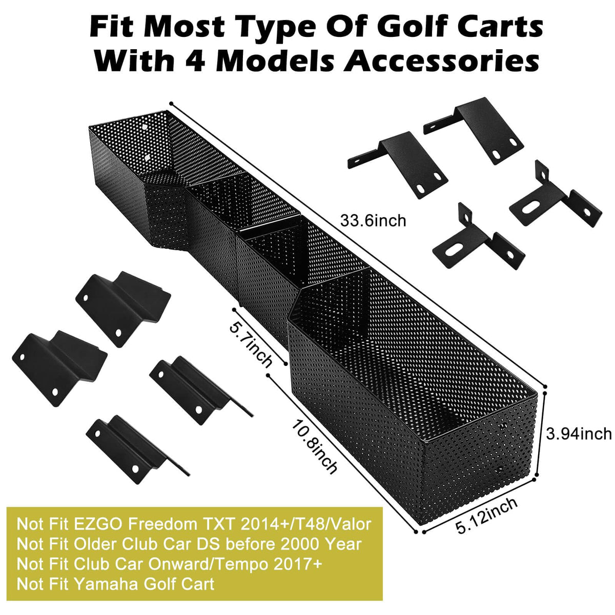 MOSNAI front basket installation options on EZGO TXT/RXV with windshield compatibility