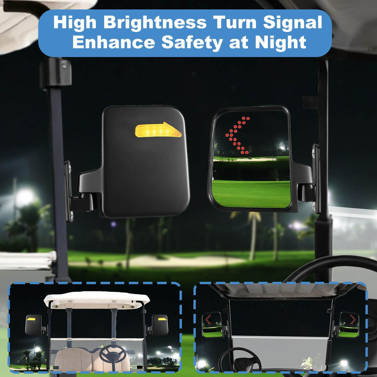 Hidden marker light on MOSNAI mirror improves daytime and night visibility.