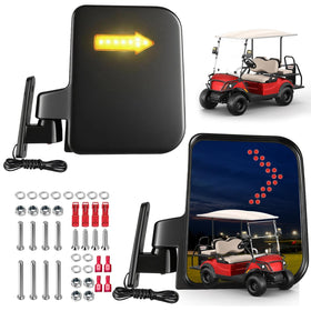 MOSNAI golf cart mirror front view with turn signal for enhanced visibility.