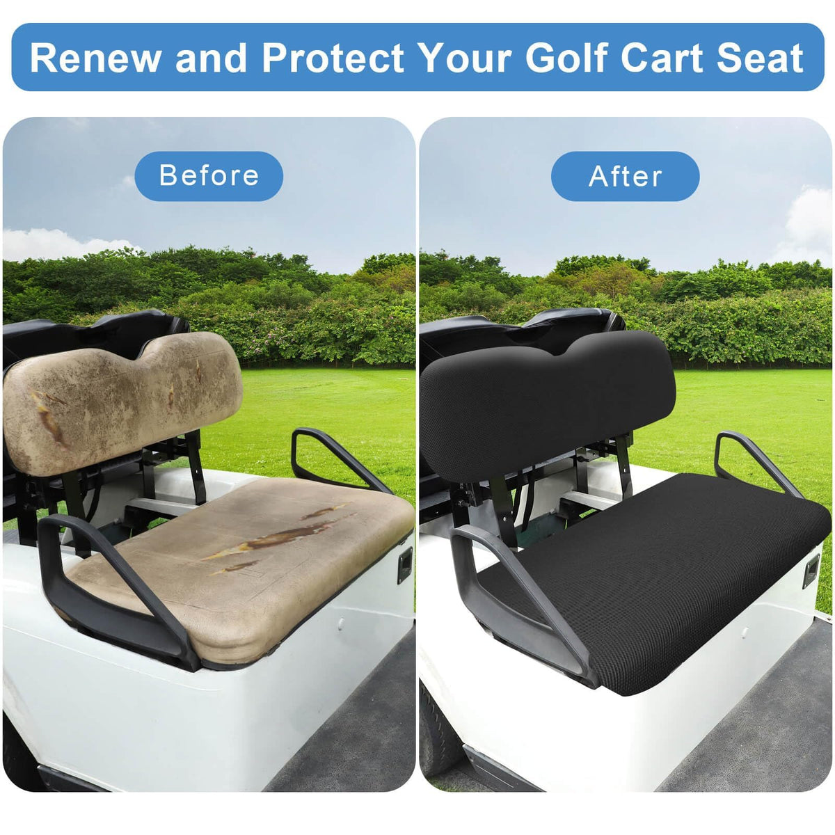 MOSNAI golf cart seat cover in diamond mesh protects cushions from wear