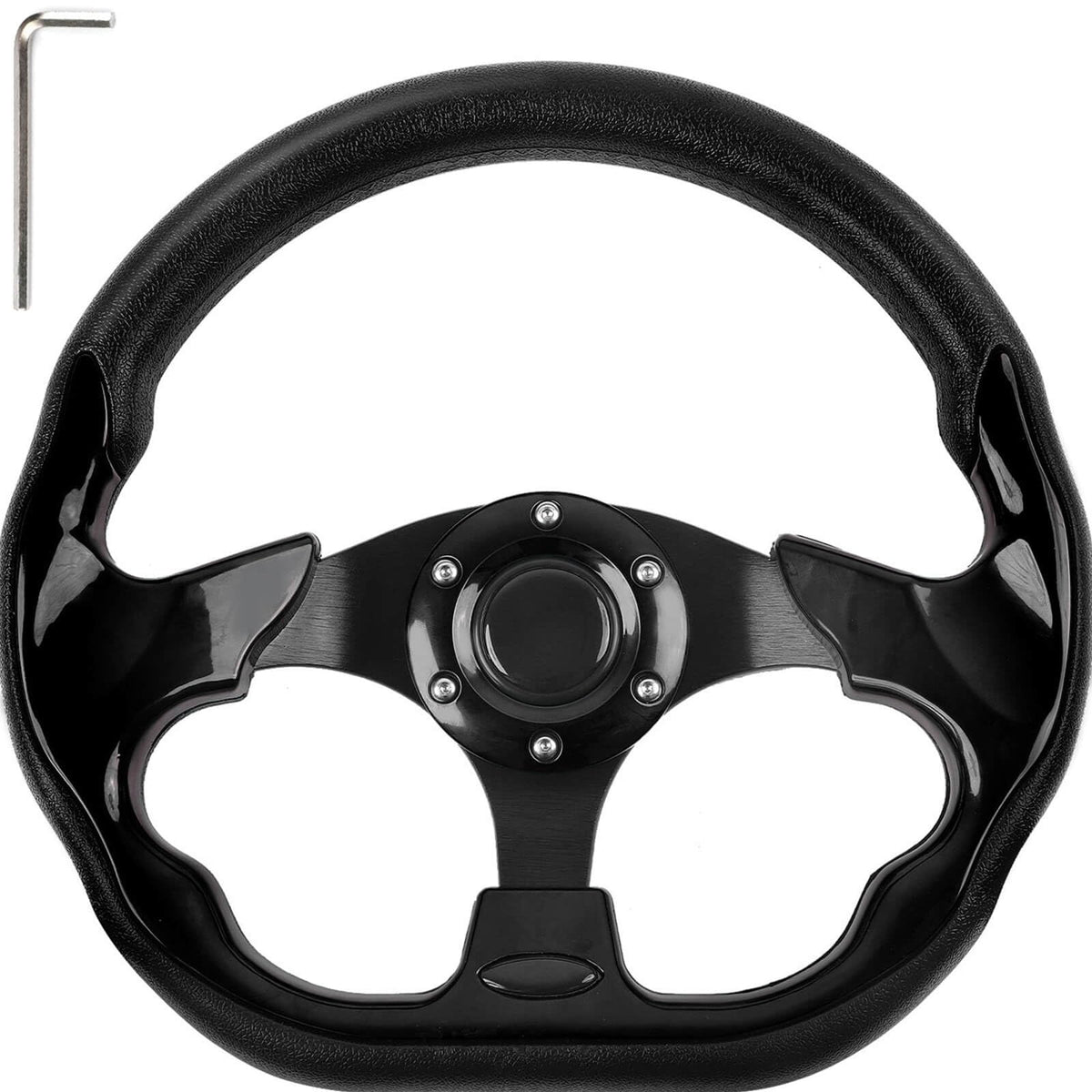 MOSNAI 12.5-inch universal golf cart steering wheel with racing styling.