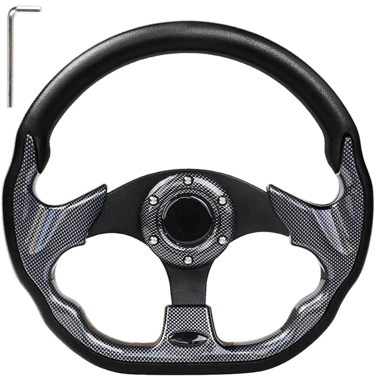 MOSNAI 12-5 inch universal golf steering wheel with ergonomic grip for added control.