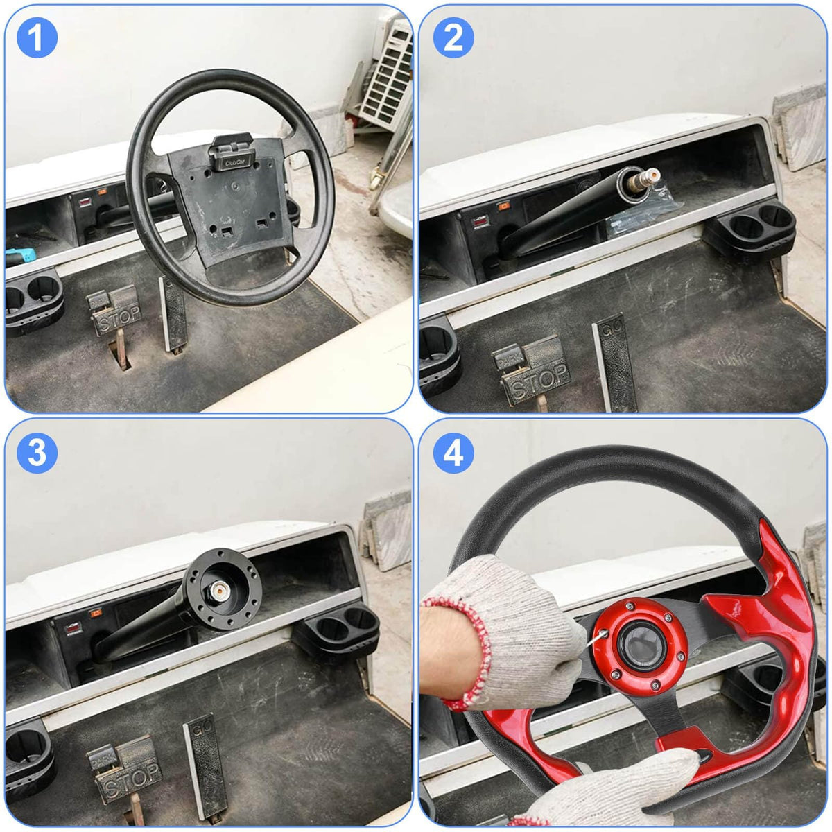 MOSNAI adapter-required steering wheel for EZGO, Club Car, Yamaha carts.