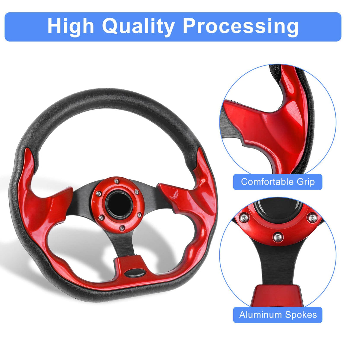 MOSNAI ergonomic steering wheel offers comfortable hand feel during drives.