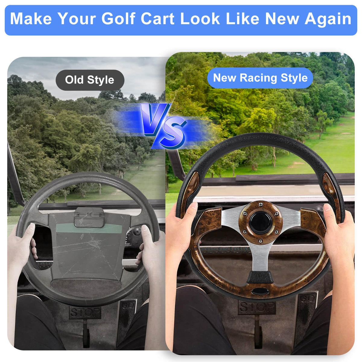MOSNAI premium PU grip steering wheel for solid hand feel on long rides