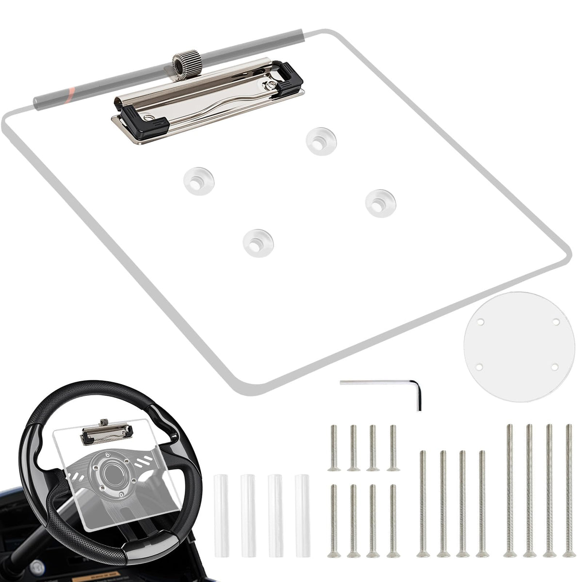 MOSNAI scorecard holder on steering wheel for quick access during rounds