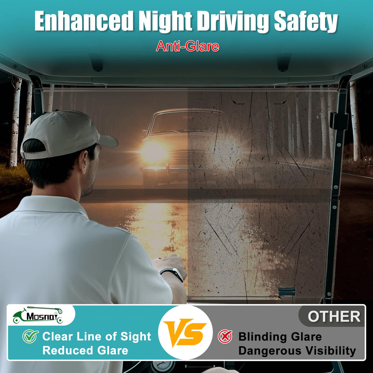 MOSNAI scratch-resistant windshield withstands trail debris and gravel.