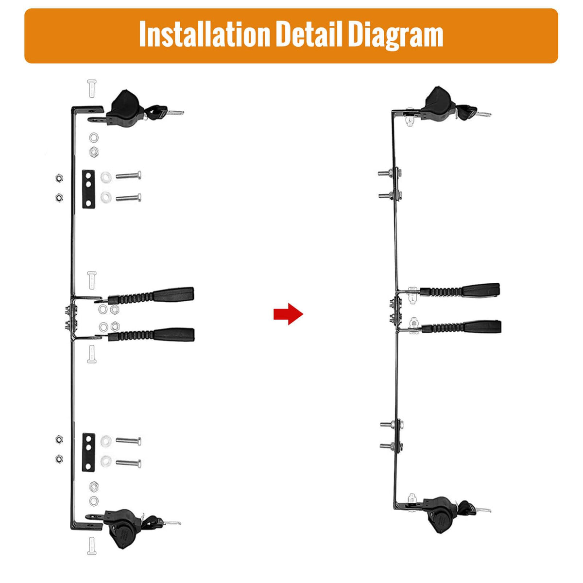 MOSNAI Two-bracket and belt setup for a 2-seat cart.