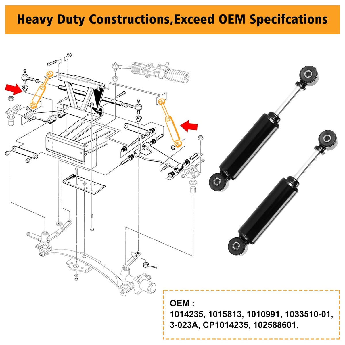 Two-pack MOSNAI shocks for Club Car DS offer complete replacement.