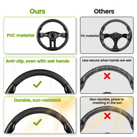 MOSNAI universal twelve-point-five-inch steering wheel fits EZGO, Club Car, Yamaha with enhanced control.