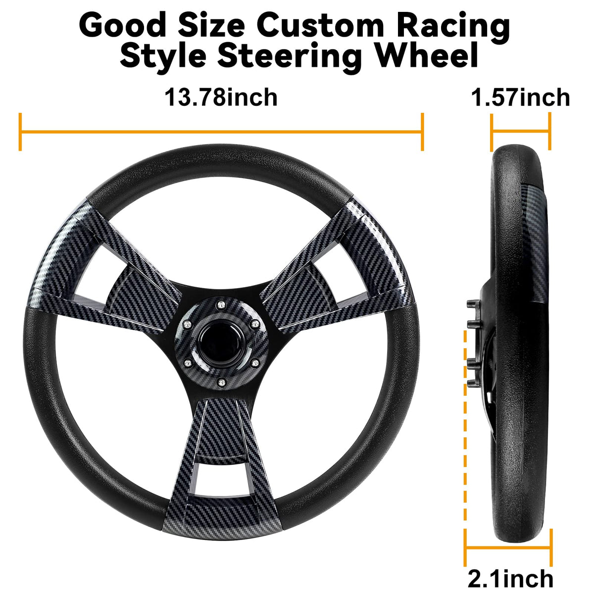 MOSNAI universal-fit steering wheel compatible with EZGO, Club Car, Yamaha carts.