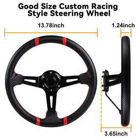 MOSNAI universal golf cart steering wheel side view shows broad compatibility.