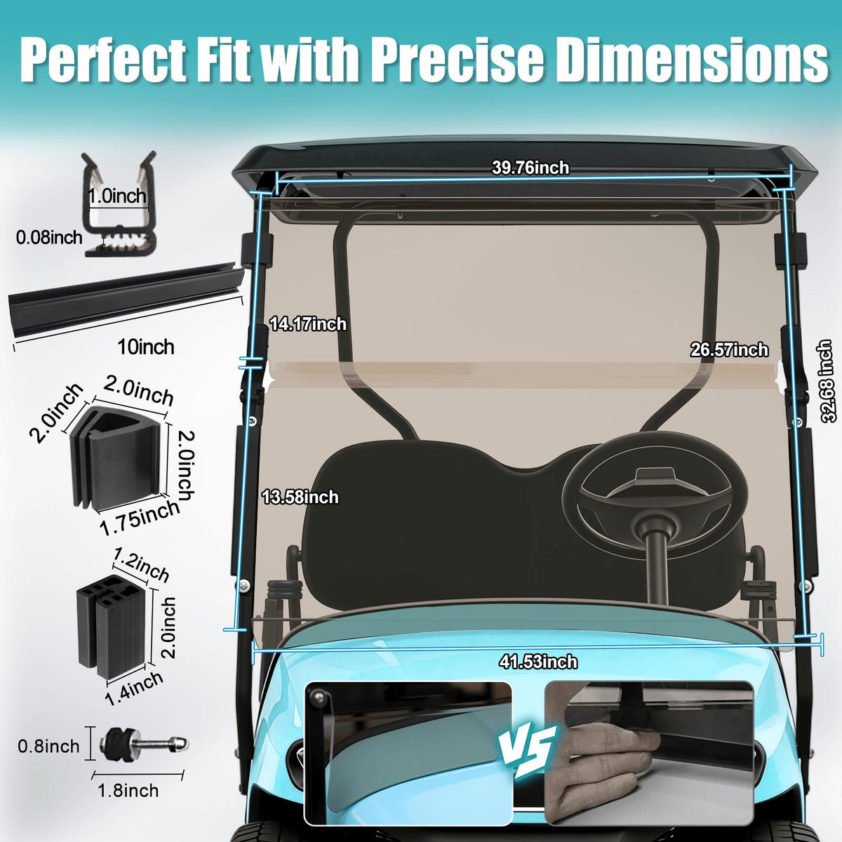 MOSNAI windshield fits 32-68 in height for clear visibility.