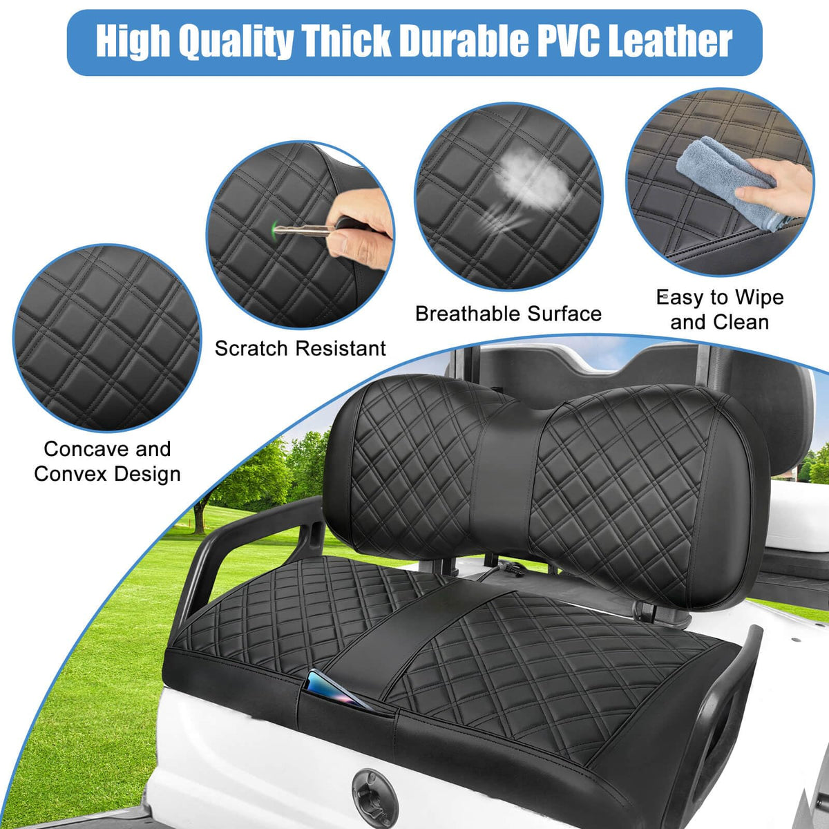 MOSNAI concave-convex design seat cover elevates style on the cart.