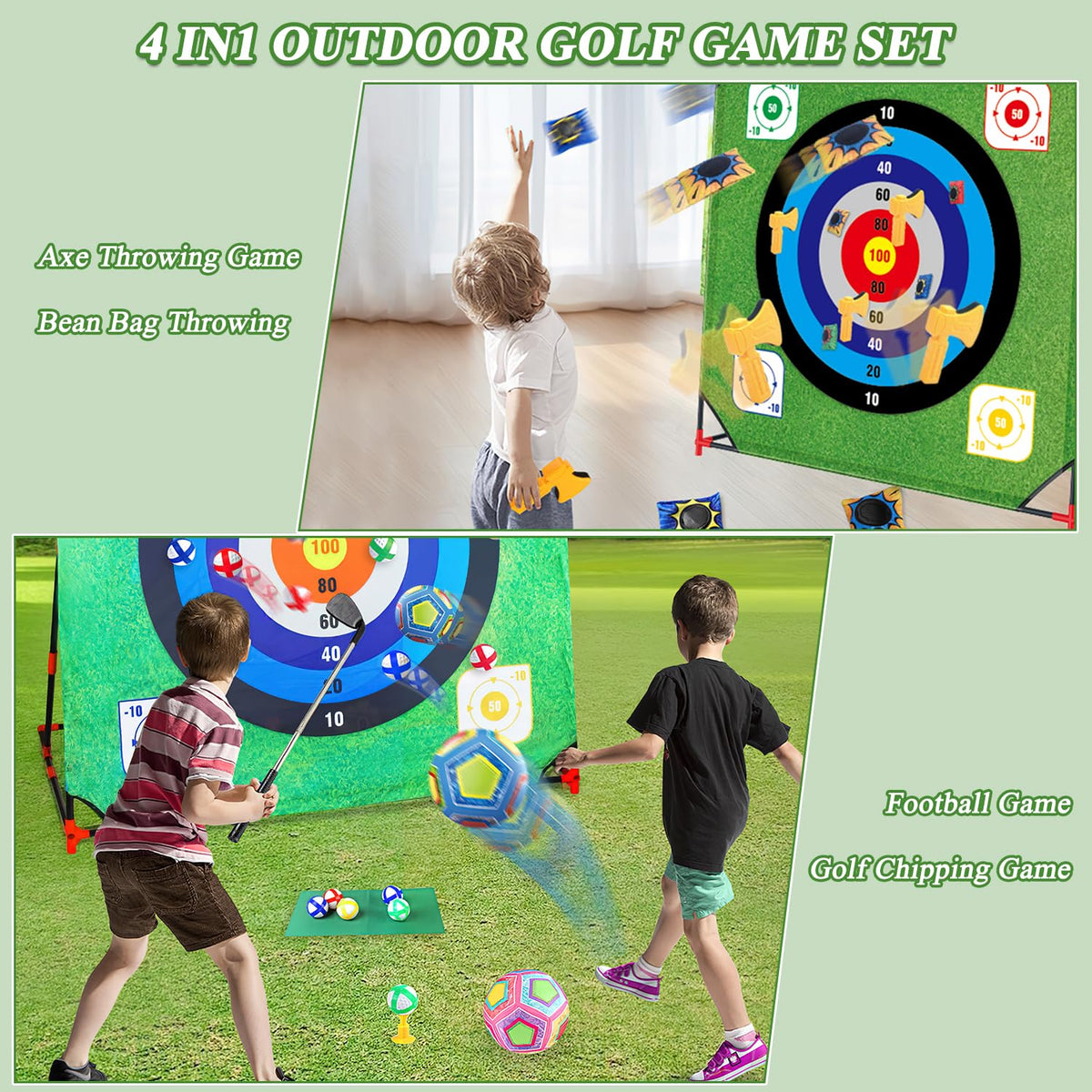 Mostop axes add a fun multi-game challenge outdoors.