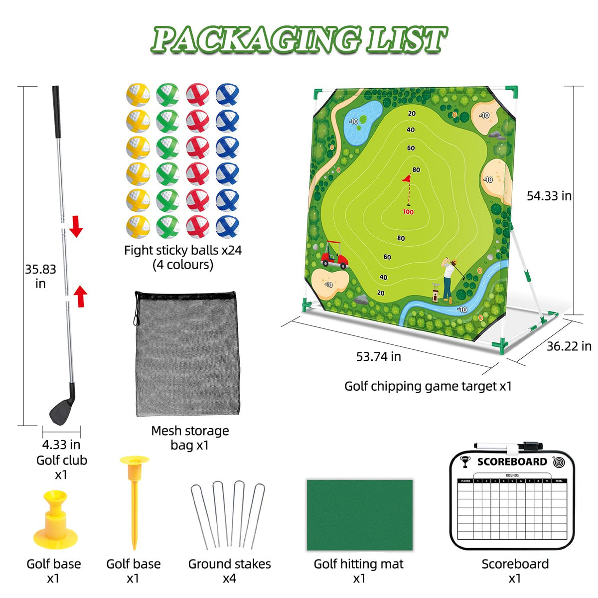 Mostop Golf Chipping Game Set carry bag enables portable practice anywhere.