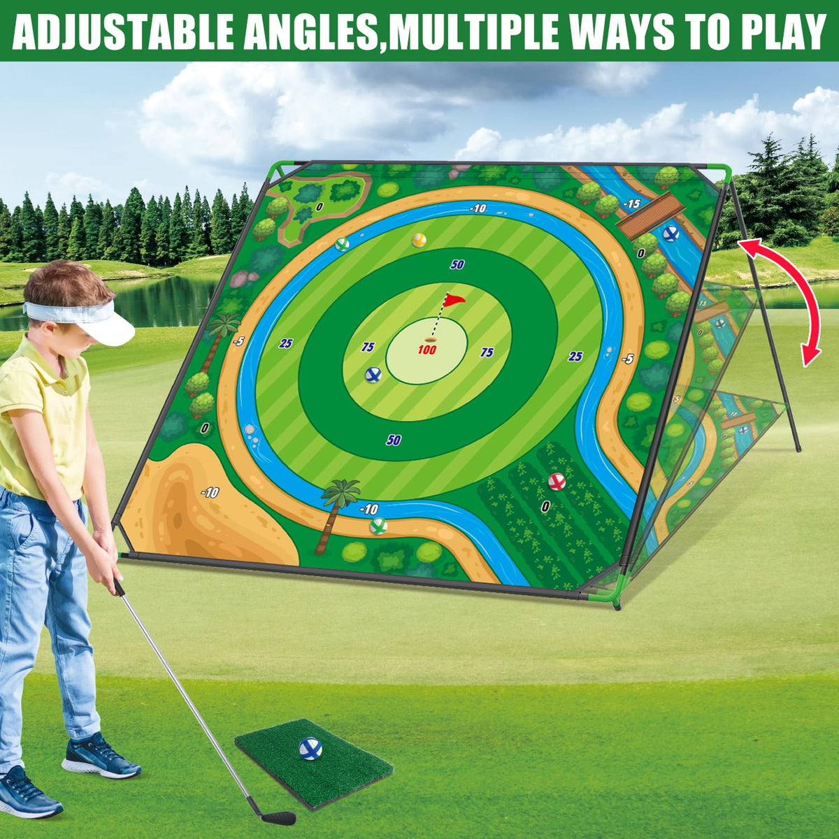 Mostop hitting mat provides stable surface for varied chipping angles.