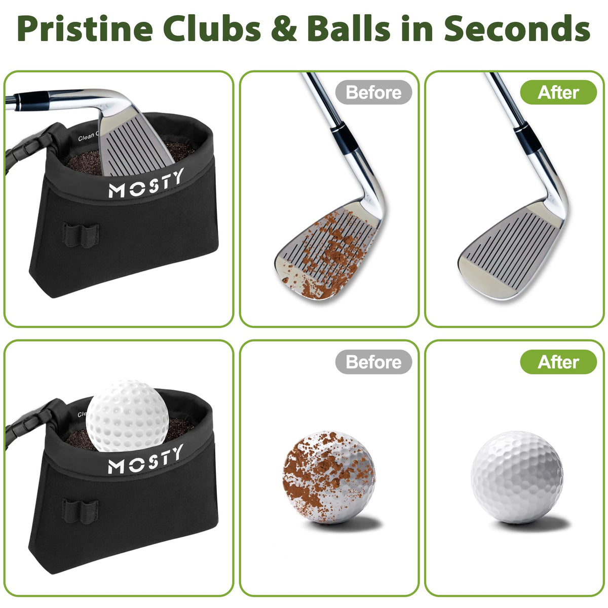 MOSTY ball washer pocket keeps golf balls clean between holes