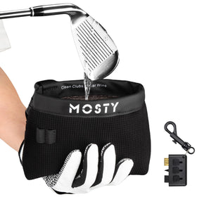 MOSTY Golf Club Cleaner Bag front view shows compact, mess-free on-course cleaning