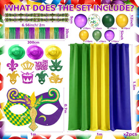 Motionchic Mardi Gras kit foil fringe garland adds extra sparkle to celebrations.