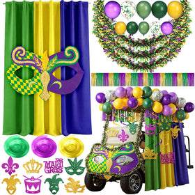 Motionchic Mardi Gras kit tinsel garland adds shimmering color to a parade float.