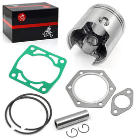 MOTO1988 244cc oversize piston kit close-up for EZGO 2 cycle engines, ideal for rebuilds