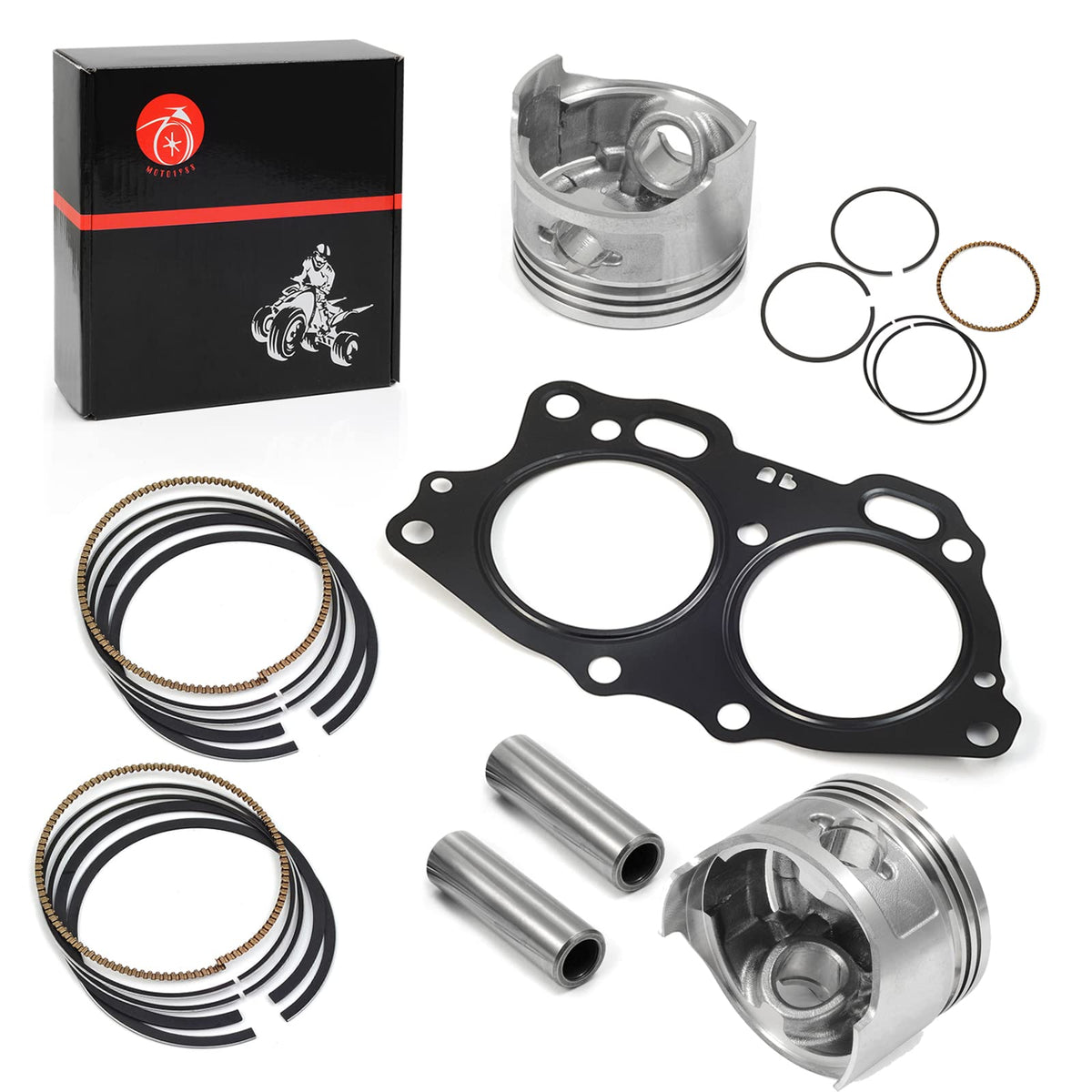 MOTO1988 oversize 0-5mm piston ring image shows precise clearance during assembly