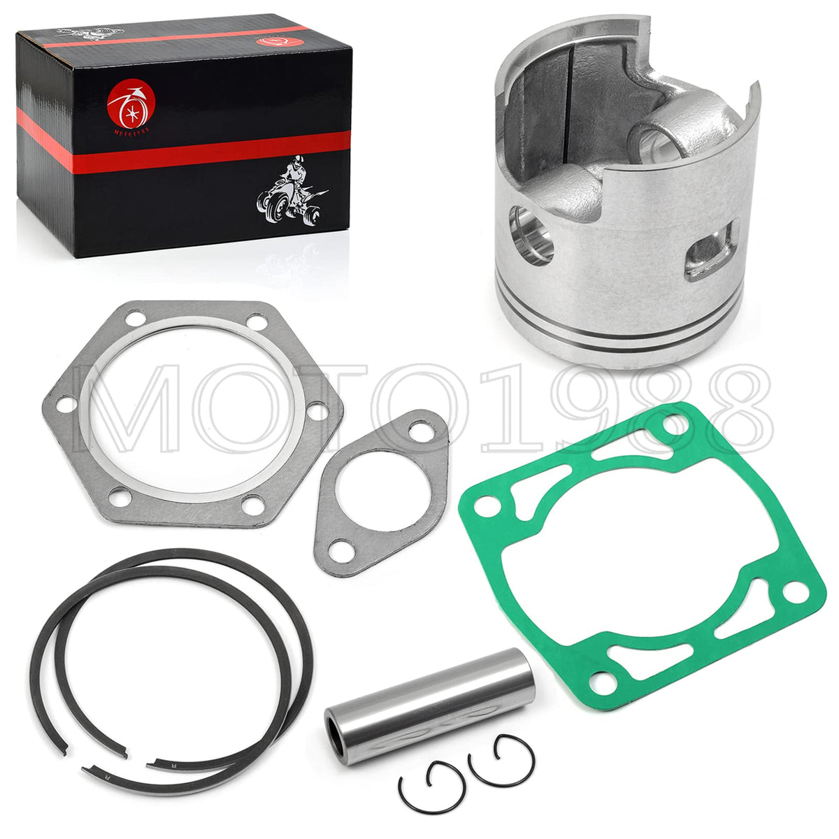 MOTO1988 piston kit for EZGO 72mm standard bore improves engine precision and reliability.
