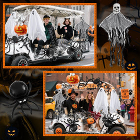Moucuny Halloween spider ornament creating a spooky focal point on the cart