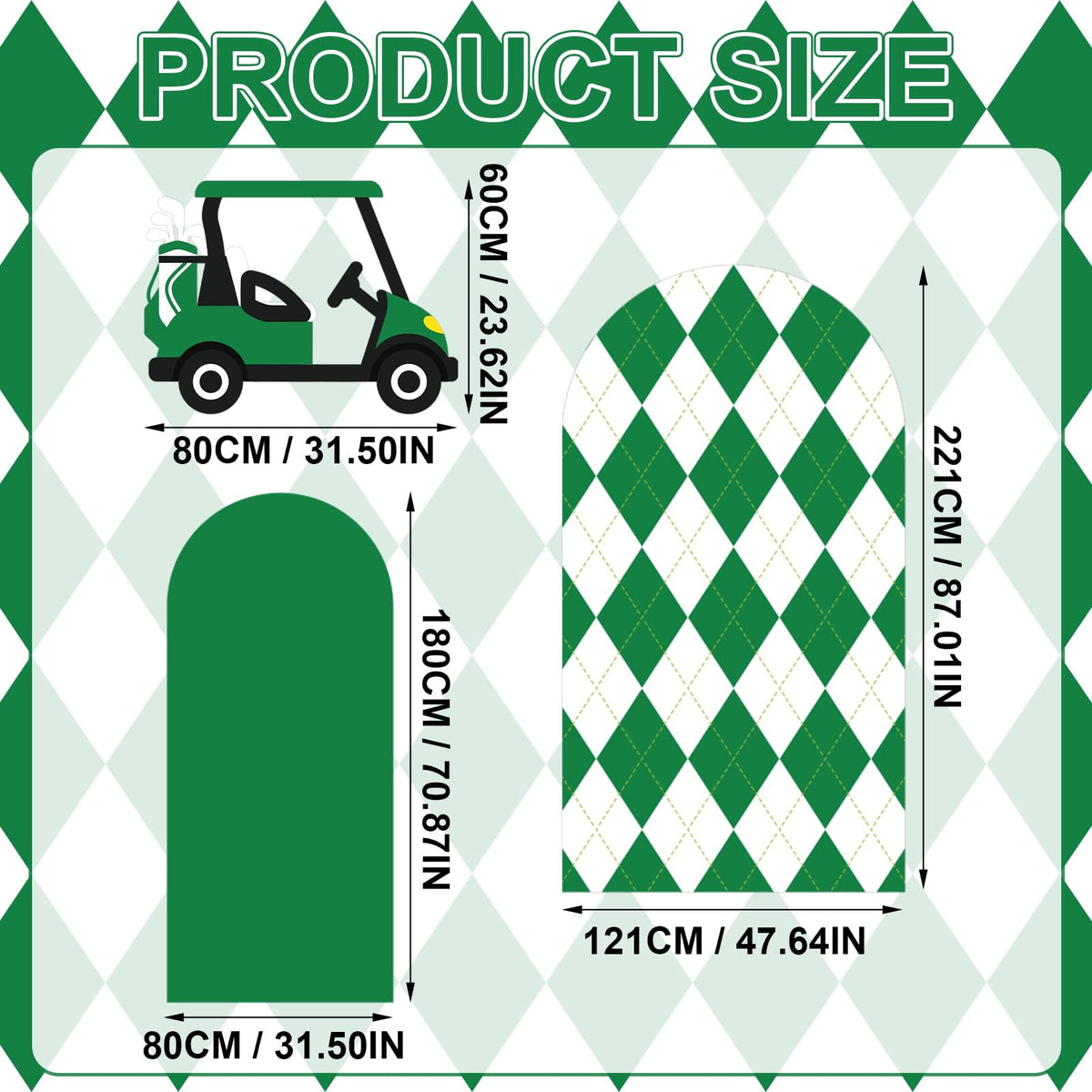 Moukeren golf arch cover 180x80 green elastic backdrop for versatile layouts