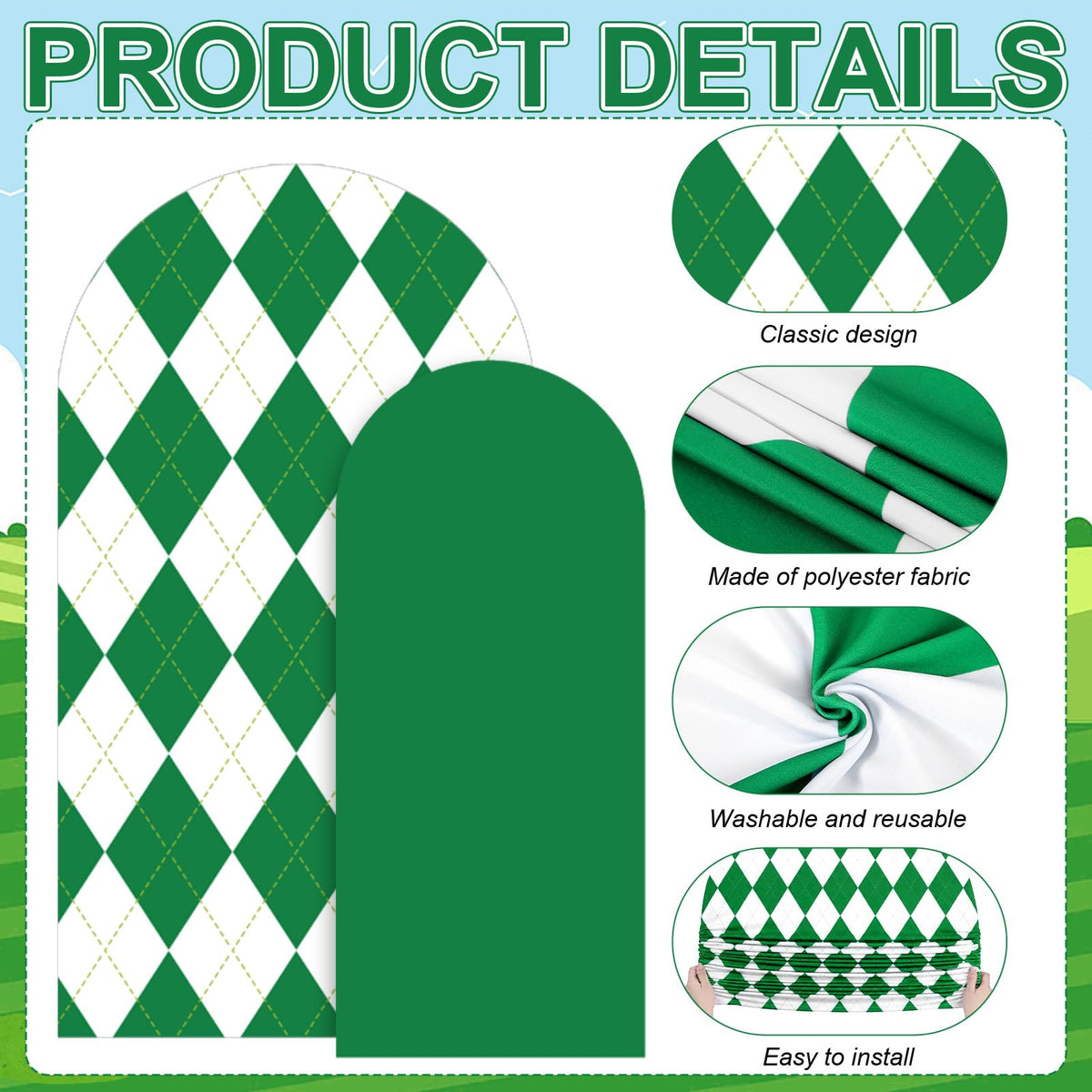 Moukeren golf arch cover 221x121 green durable backdrop for layered decor