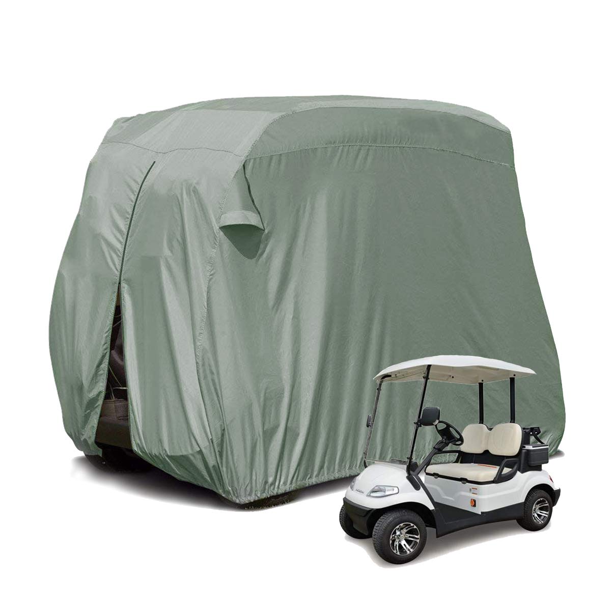 Moveland 2-passenger golf cart cover front view shields from dust and rain