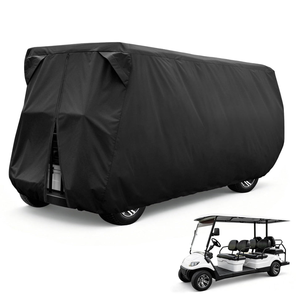 Moveland six‑passenger golf cart cover front view protects from dust and sun