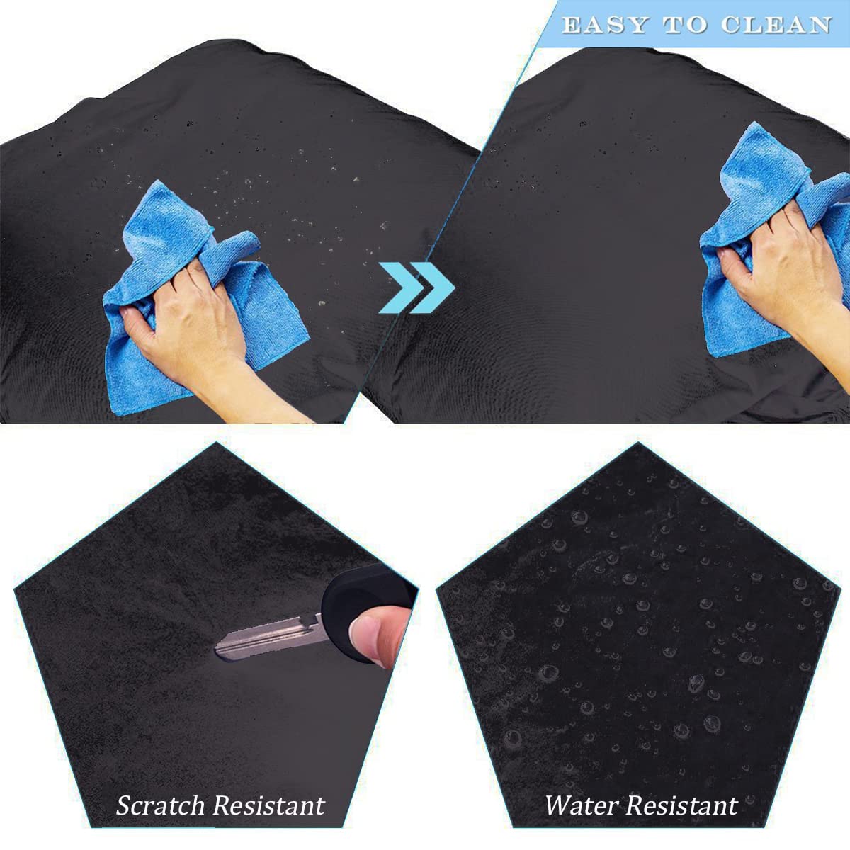 Moveland golf cart cover features zipper with Velcro for secure, wind-resistant closure.