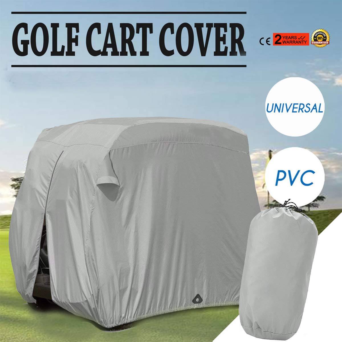 Moveland golf cart cover zipper and Velcro closure secures the hood against wind