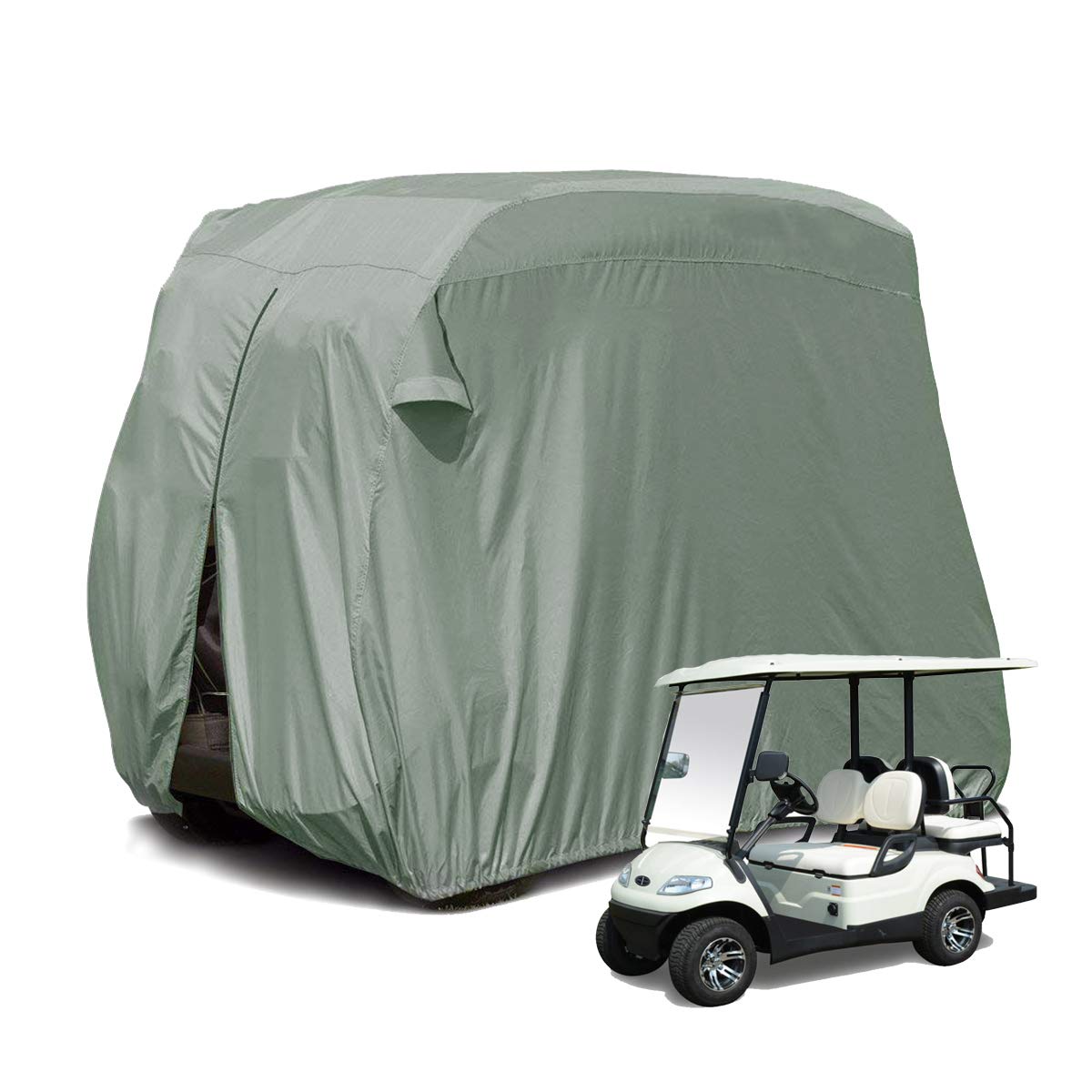 Moveland outdoor cart cover front view protecting a golf cart from sun and rain.