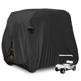 Moveland waterproof golf cart cover shielding from dust and rain outdoors
